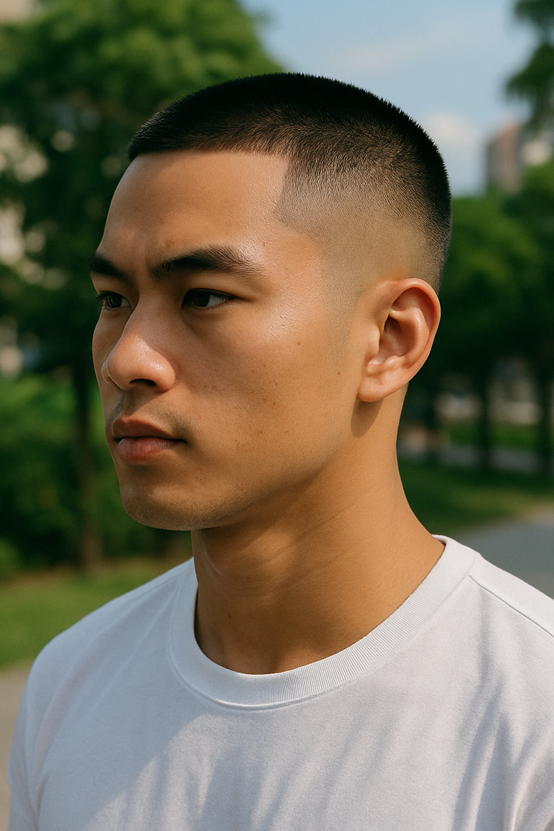 Buzz Cut with High Fade
