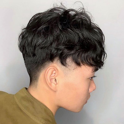 Mid Taper Fade Permed Top