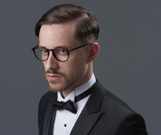 side part with a beard