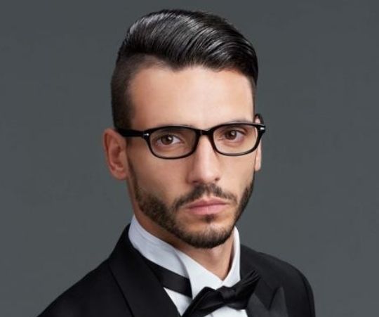 side part with a beard