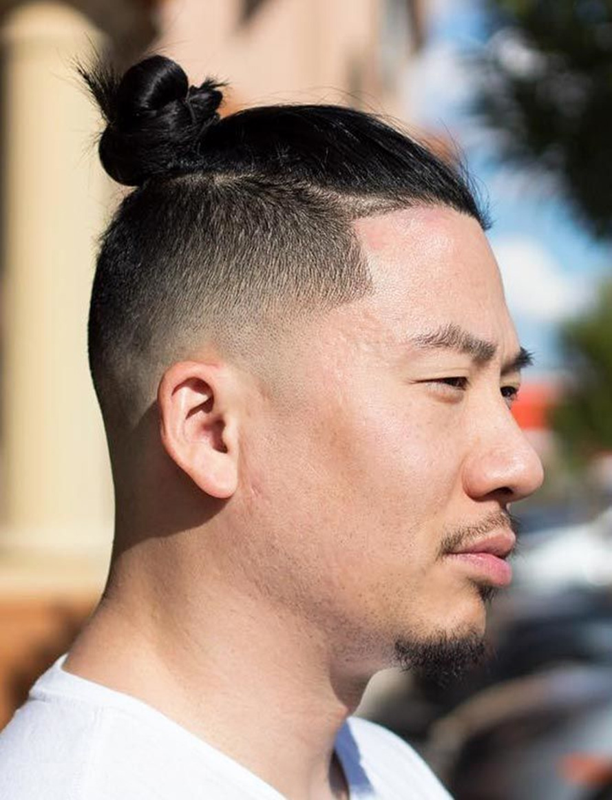 Man Bun With Short Sides