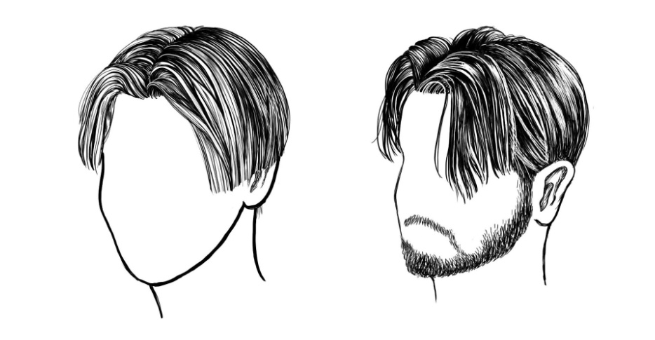 Standard Curtain Hair Illustration