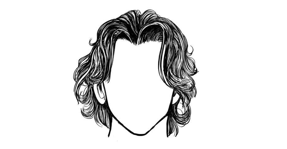 Curly Curtain Hair Illustration