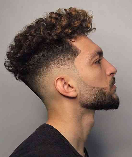Mid Fade with Perm + Comb-over