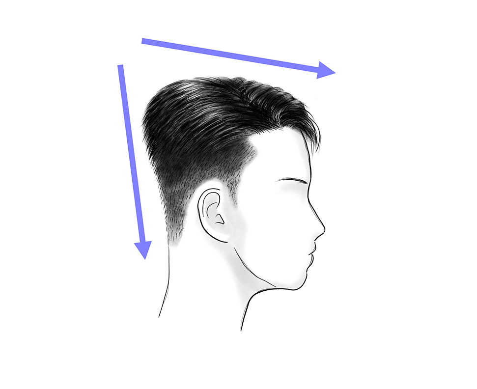 B. flat cut trending hairstyle from the side